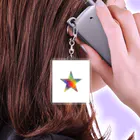 綺麗何学模様の虹×スター×虹（ホワイト） Acrylic Key Chain