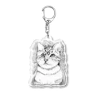 greetenのアート猫　モノクロ　 Acrylic Key Chain