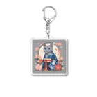 coco_peroのお正月の着物を着たロシアンブルーの猫ちゃんグッズ Acrylic Key Chain