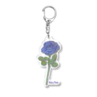 水色プリントの夢叶う青い薔薇 Acrylic Key Chain