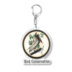 アニマル四字熟語の野鳥保護「カッショクペリカン」Bird　Conservasion　 　 Acrylic Key Chain