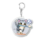 AckeeWolf Art Shopの歯ブラシをくわえたアメリカンショートヘアの子猫 Acrylic Key Chain