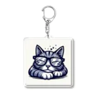 kiko_popのメガネをかけたままぐっすりなネコ Acrylic Key Chain