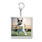 ryusky_333のサングラステニスをやる気でいるサングラス姿の猫 Acrylic Key Chain