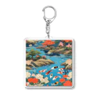 日本の風景 COOL JAPANの日本庭園の錦鯉　Japanese garden and Nishikigoi Acrylic Key Chain