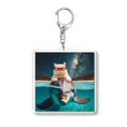 猫と紡ぐ物語のイルカと猫が海を共に泳ぐ異種間の絆が存在 Acrylic Key Chain