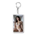 BeautifulLadyCollectionTokyoの恍惚とした表情で目を閉じる、白い下着のAI美女 Acrylic Key Chain