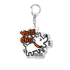 ゴルフバカイラストレーター野村タケオのNOM SHOPのYOSE ONE犬 アクリルキーホルダー