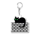 サトオの塀の上の黒猫 Acrylic Key Chain