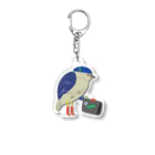 curly_mads online storeのBlue Beret Bird Acrylic Key Chain