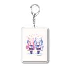 Anime_girl*の【Anime_girl*】Pixel art cat2girls pink×blue Acrylic Key Chain