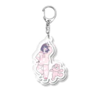 ネズミとネコとたまにウサギのグッズのピンクのウサギと人間 Acrylic Key Chain