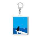 karo///illustrationのデザインにゃんこシリーズ　水平線とネコとカモメ Acrylic Key Chain