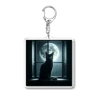 MONOQLO-no-SEKAIの月明かりに佇む黒猫 Acrylic Key Chain