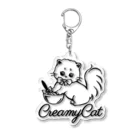 お砂糖と白い猫　creamy catのcreamy catの白猫ちゃん Acrylic Key Chain