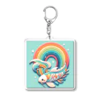 🌈七色の世界🌈の虹の海を泳ぐコイちゃん Acrylic Key Chain