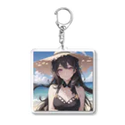 ayaka220の浜辺の黒髪美女 Acrylic Key Chain