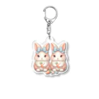 lamkksのふわふわかわいいうさぎの双子 Acrylic Key Chain