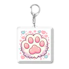 ニャンHouseのかわいいピンクの肉球 Acrylic Key Chain