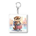 旅する動物たちの世界を旅するカワウソくん Acrylic Key Chain