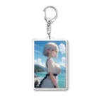 美少女silver girl'sの銀髪の女の子30 Acrylic Key Chain