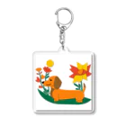 りえのダックスフンドとお花 Acrylic Key Chain