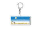 OHJUYAのMoon, sandy beach and cat Acrylic Key Chain