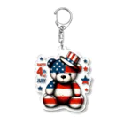 HappyFaceMarketのアメリカ独立記念日テディベア Happy 4th of July Acrylic Key Chain