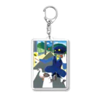 鳥好きの信号機さんとカルガモの親子 Acrylic Key Chain