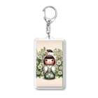 ぷぷオレンジのkokeshi dolls白い花 Acrylic Key Chain