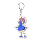 雨宿りの青系お嬢さん Acrylic Key Chain