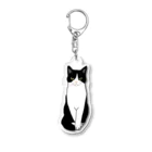 小鳥と映画館のお利口さんのハチワレちゃん Acrylic Key Chain