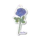 水色プリントの夢叶う青い薔薇 Acrylic Key Chain
