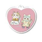 猫のきぬくんのお店のミラちゃんとウイちゃん　ハートバージョン Acrylic Key Chain