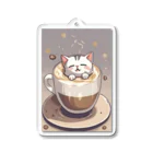 カプチーノ猫🐱の至福のカプチーノ猫🐈 アクリルキーホルダー