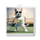 ryusky_333のサングラステニスをやる気でいるサングラス姿の猫 アクリルキーホルダー