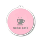 川上牧場のneko cafe（ピンク）デザインイラスト アクリルキーホルダー