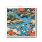 日本の風景 COOL JAPANの日本庭園の錦鯉　Japanese garden and Nishikigoi Acrylic Key Chain