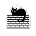 サトオの塀の上の黒猫 Acrylic Key Chain