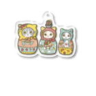 猫のきぬくんのお店のマトニャーシカ　プリンちゃん一家 Acrylic Key Chain