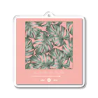 Lutrinaeのモンステラ / Monstera × Music Player Pink【四角】 Acrylic Key Chain