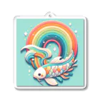 🌈七色の世界🌈の虹の海を泳ぐコイちゃん Acrylic Key Chain