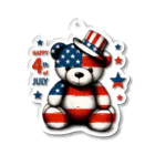 HappyFaceMarketのアメリカ独立記念日テディベア Happy 4th of July Acrylic Key Chain