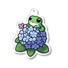 終わらない夢🌈のあじさいの花と🐸カエル君 Acrylic Key Chain