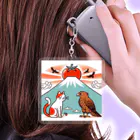 ねこ鉄道の猫と一富士二鷹三トマト Acrylic Key Chain