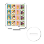 Quatre Illustrationのキャトル切手_お野菜ファッションショーA 4×4 Acrylic Stand