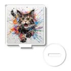 猫グッズとTシャツの躍動する猫 Acrylic Stand