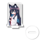 ケモ耳美少女キツネちゃん（AIart）の紺色の髪のキツネの女の子 Acrylic Stand