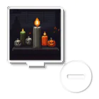 umakoiの火が灯る蝋燭とハロウィンカボチャのドット絵 Acrylic Stand