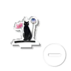 幸運のしっぽの黒猫と花 Acrylic Stand